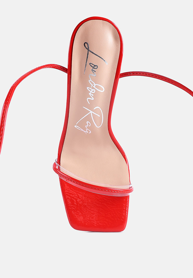 Red London Rag International lace up spool heel sandals with stylish design and comfortable fit