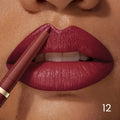 Rich burgundy lips with lip liner for a flawless finish