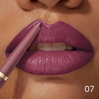 Lips with lip liner in deep plum shade for a defined look
