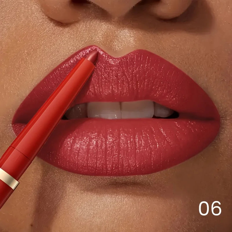Lips with lip liner in a bold red shade for a defined look