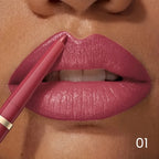 Lip liner applied to lips with lip liner in a soft pink shade