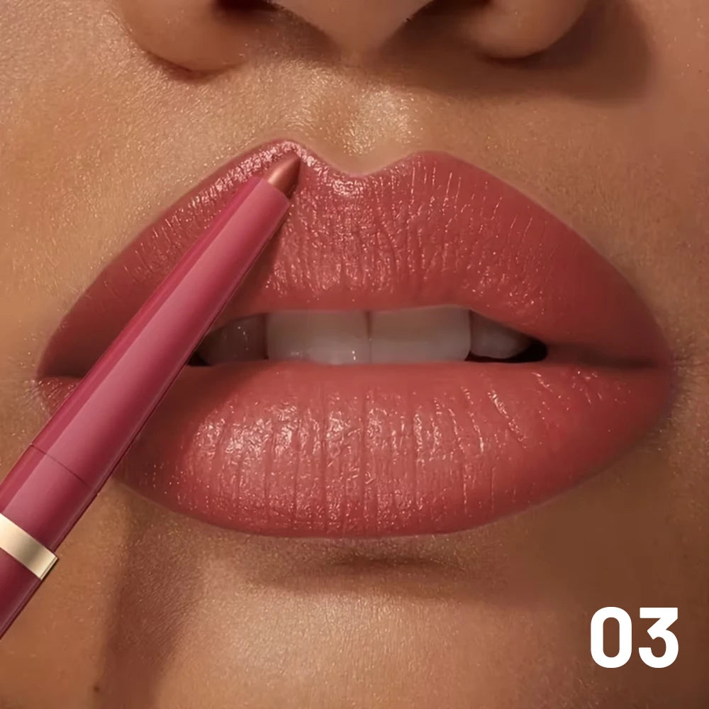Lips with lip liner in soft pink for defined, smooth application