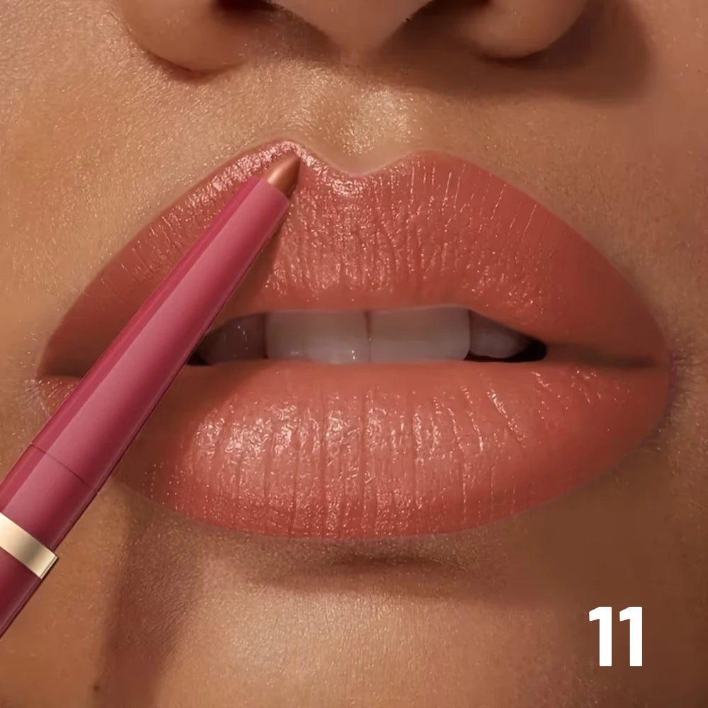 Lips with lip liner in a soft nude shade for a defined look