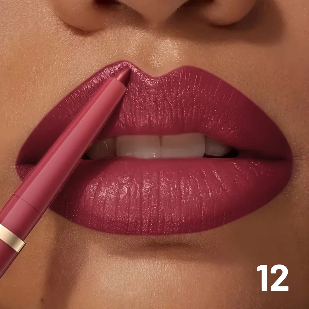 Lips with lip liner in deep maroon shade for defined lip looks