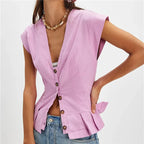 Ladies boho top in pink, lightweight fabric for casual outings