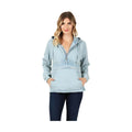 Ladies Half Zip Pullover Denim Jean Jacket with Hood - VacationGrabs