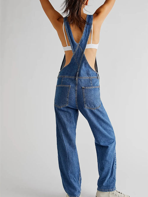 Ladies overalls denim in blue, perfect for casual outings