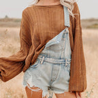 Ladies overalls denim, distressed shorts, casual summer outfit