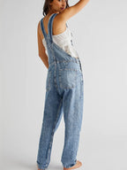 Ladies overalls denim in light blue, perfect for casual outings.