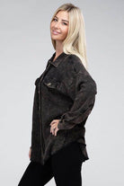 ZENANA Women's Shacket in Dark Stripe, perfect for ladies vacation style jacket.