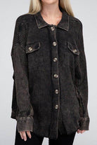 ZENANA ladies vacation style jacket in black with button-up front and two chest pockets