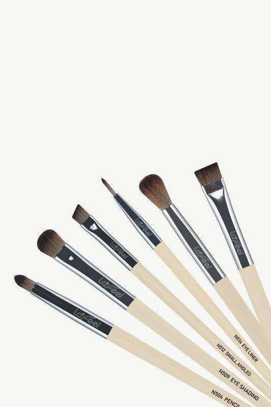 Lafeel eye brush set taupe with seven brushes for precise makeup application and blending