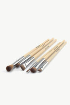 Lafeel eye brush set taupe, featuring soft bristles and wooden handles for flawless makeup application
