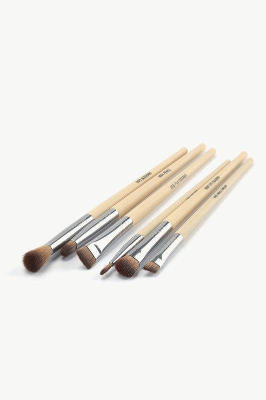 Lafeel eye brush set taupe, featuring soft bristles and wooden handles for flawless makeup application