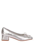 Laga Metallic Low Block Heel Ballerinas
