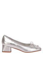 Laga Metallic Low Block Heel Ballerinas