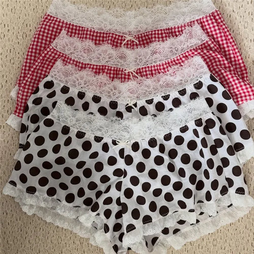 Women's lake sleepwear shorts in polka dot and gingham patterns