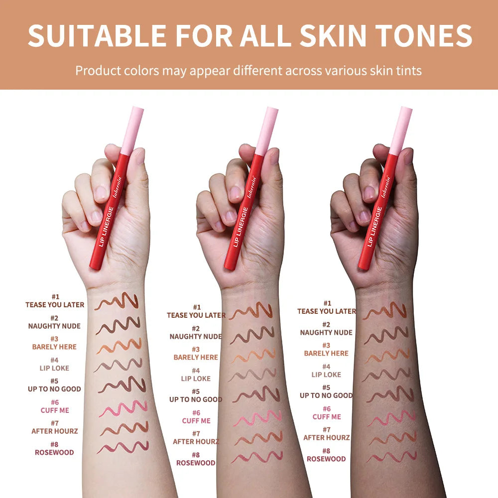 Lips with lip liner shades on diverse skin tones for all users