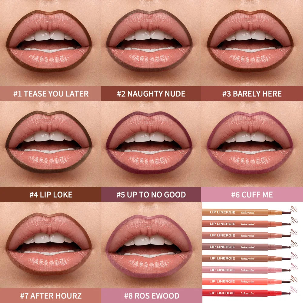 Lips with lip liner in various shades on models showcasing lip looks