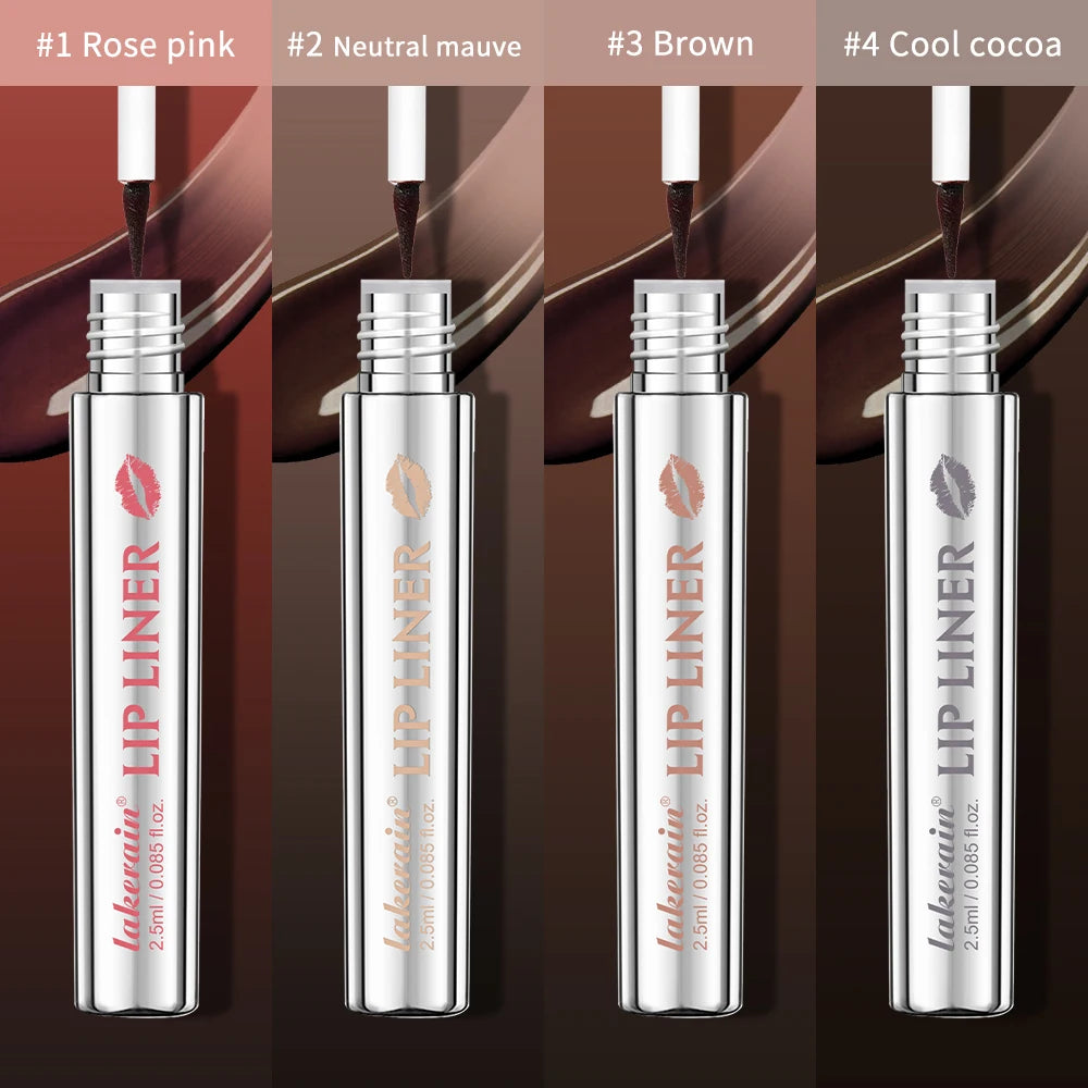 Set of four peel off lip stain shades: Rose pink, Neutral mauve, Brown, and Cool cocoa