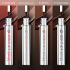 Set of four peel off lip stain shades: Rose pink, Neutral mauve, Brown, and Cool cocoa
