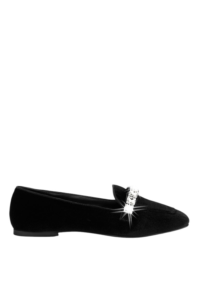 Mocasines Lamington de Terciopelo Artesanal con Diamantes de Imitación