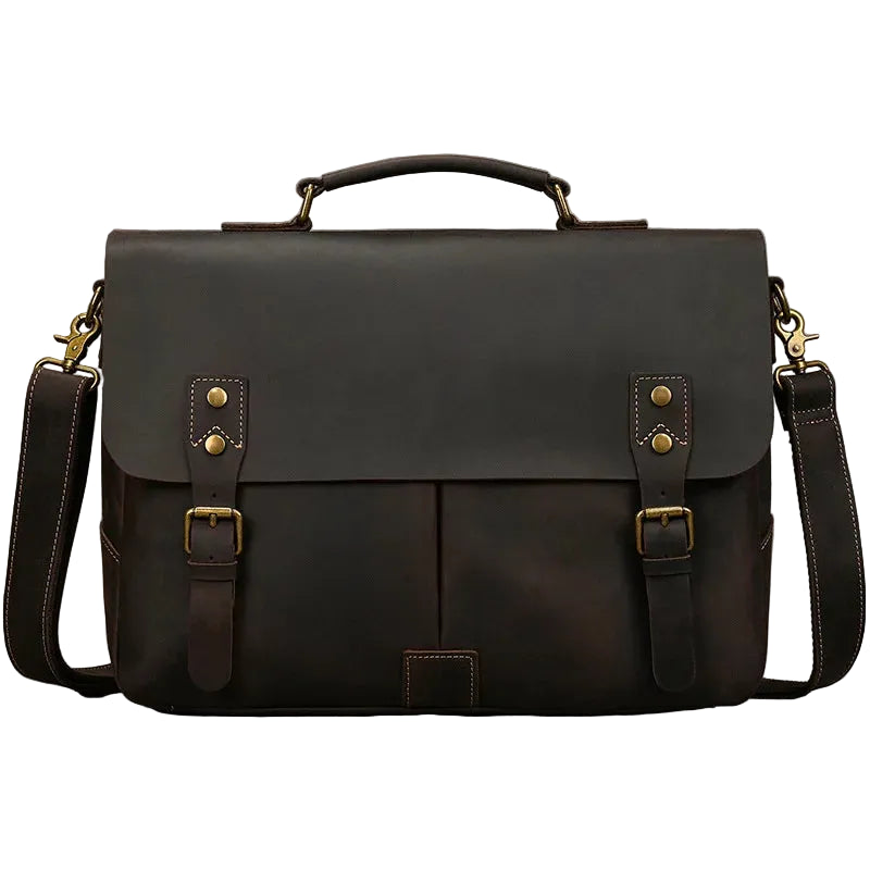 Brown leather laptop and bag for professional use