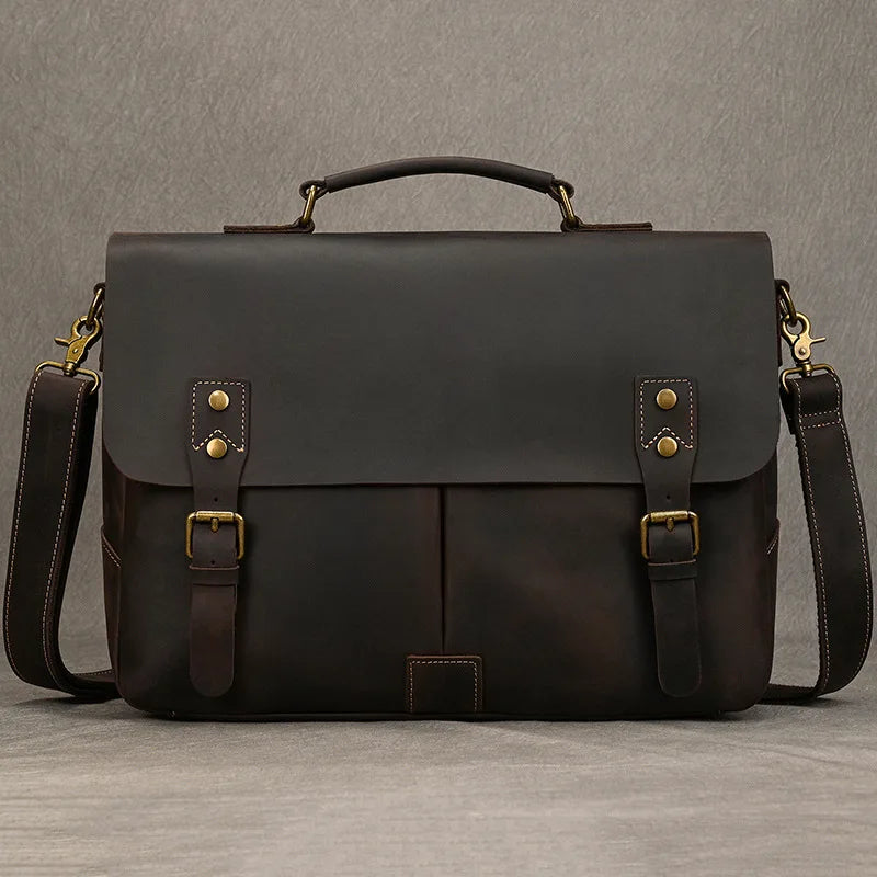 Brown leather laptop and bag for professional use