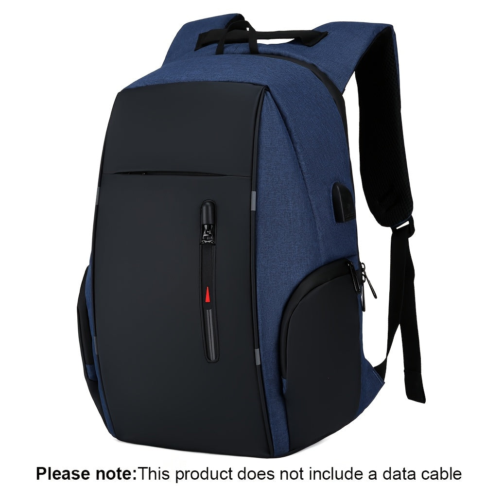 Blue laptop backpack with water-resistant material for travel