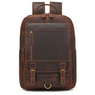 Brown leather laptop backpack for stylish and professional use