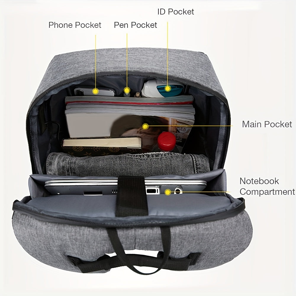 Gray laptop backpack with multiple pockets for organization and storage