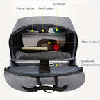 Gray laptop backpack with multiple pockets for organization and storage