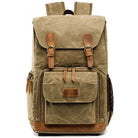 Khaki canvas backpack with large capacity for outdoor adventures