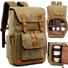 Large capacity canvas camera backpack for outdoor adventures