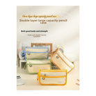 Double layer large capacity canvas pencil case in various colors for organization and style