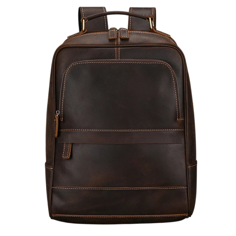 Large Capacity Leather Backpack Men 15.6" Laptop Travel Bag