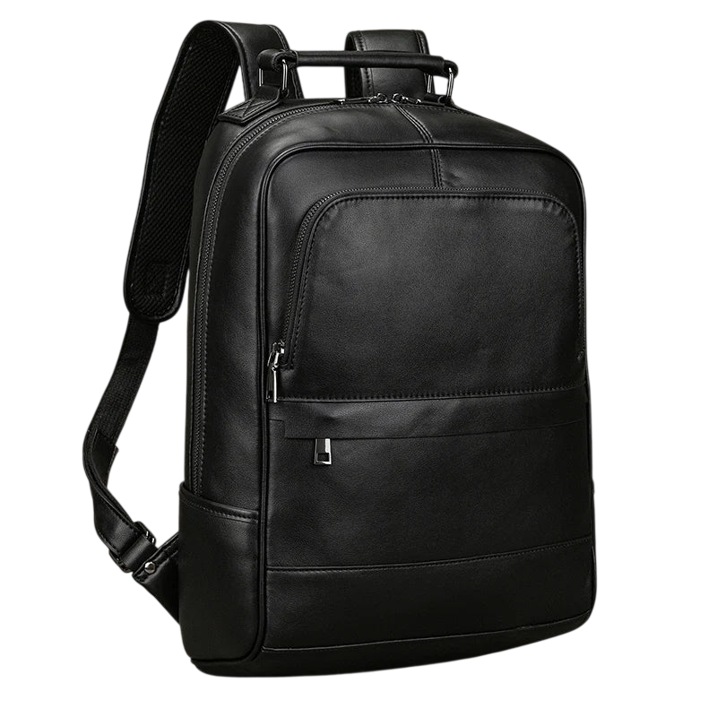 Large Capacity Leather Backpack Men 15.6" Laptop Travel Bag