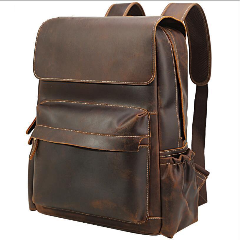 Luggage & Bags - Backpacks Large Capacity Leather Duffel Backpacks Outdoor Leather Bags