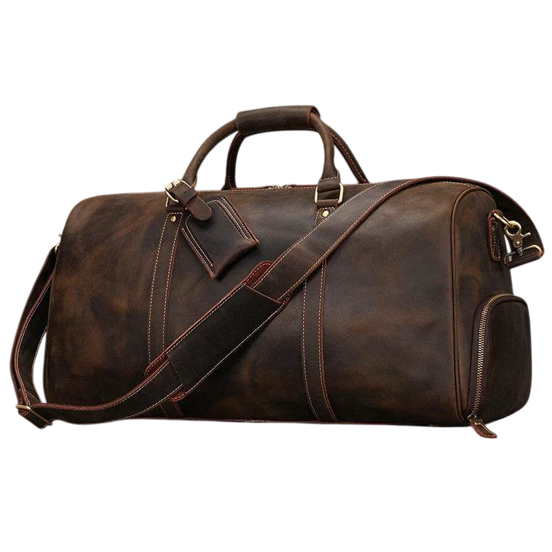 Large Capacity Men’s Genuine Leather Duffel for Travel