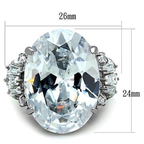 Large clear stone ring for women featuring an oval center stone with side embellishments