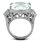 Large clear stone ring for women featuring intricate silver detailing and elegant design