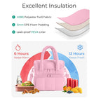 Pink large insulated lunch bag for travel with excellent insulation features