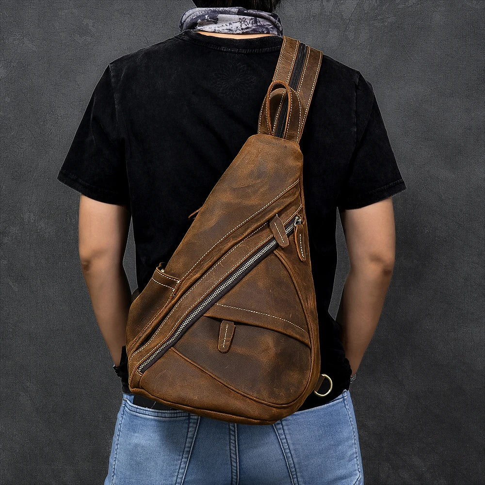 Large leather crossbody bag in brown, perfect for daily adventures