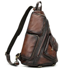 Brown large leather crossbody bag, perfect for daily use