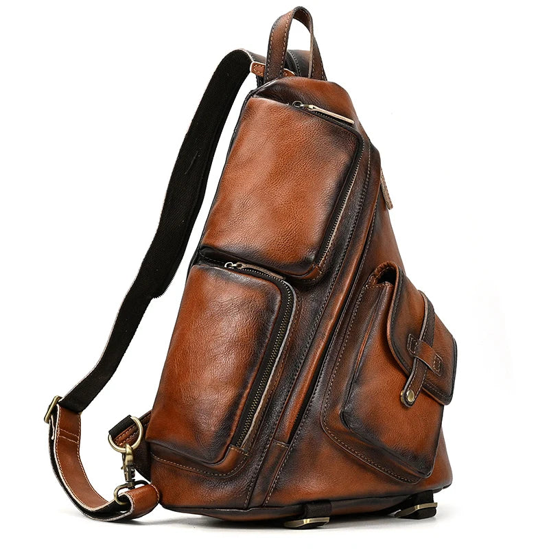 Large leather crossbody bag in brown for stylish travel use