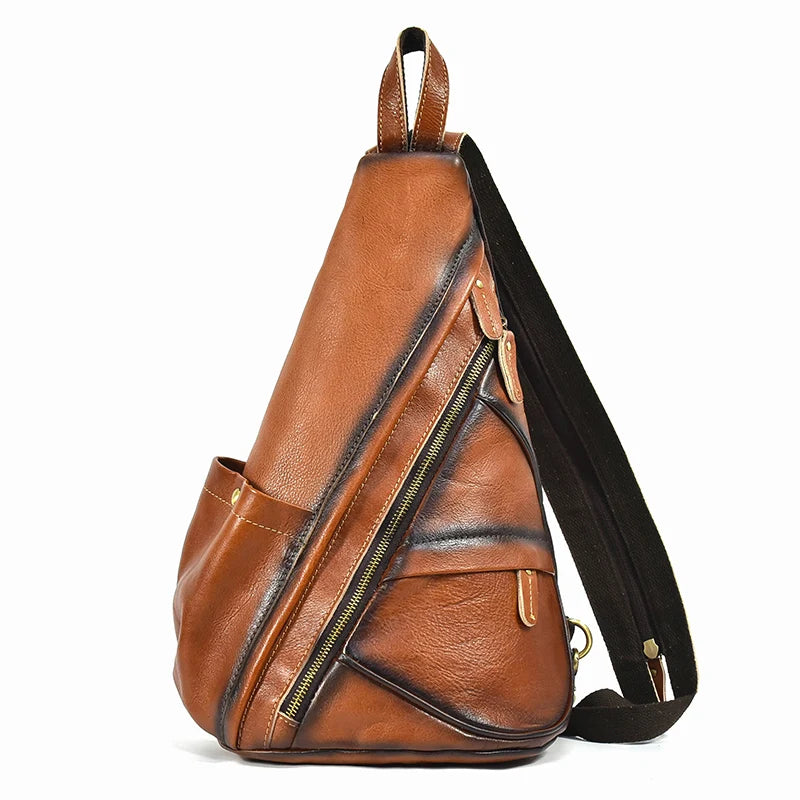 large leather crossbody bag in brown for casual outings