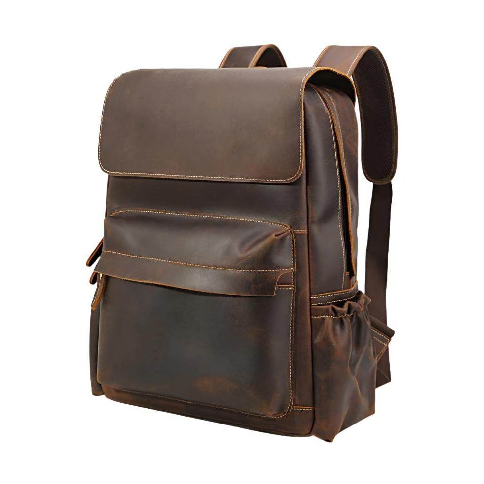 Large leather travel bags backpack with multiple pockets and sturdy straps for convenient travel