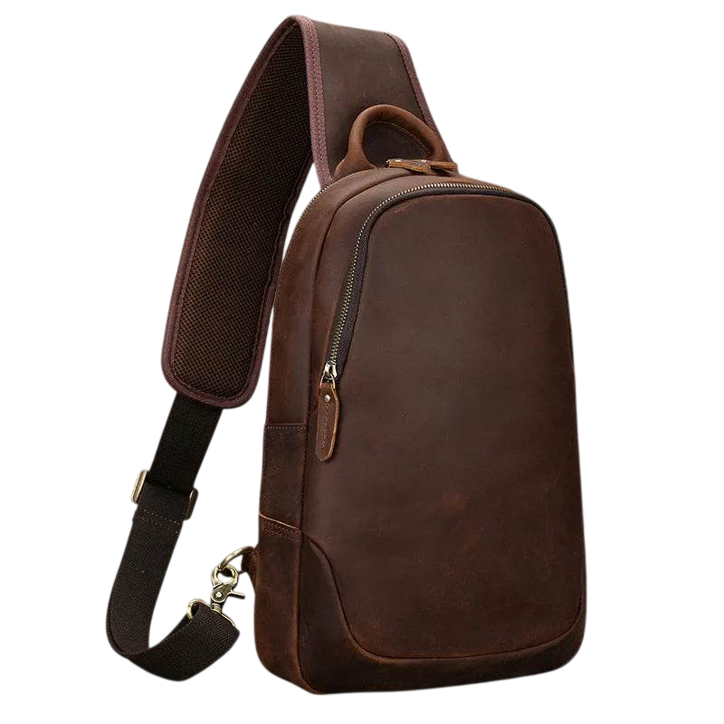 Large Size Leather Chest Bag for Men Crossbody Outdoor Sling