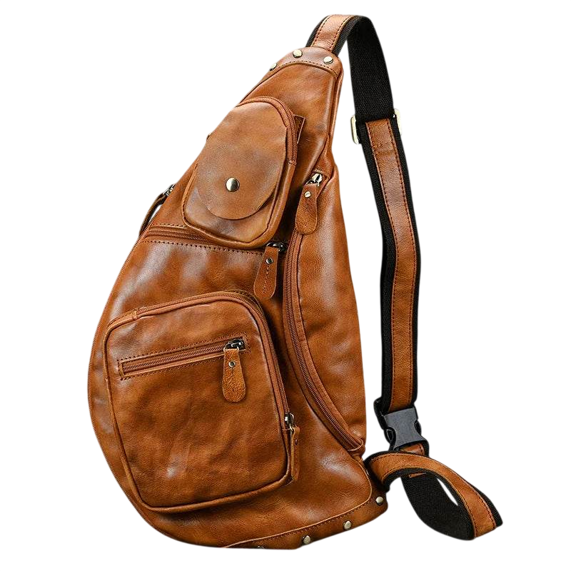 Large Size Leather Chest Bag for Men Crossbody Outdoor Sling