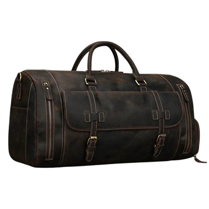 Large Travel Bag Genuine Leather Vintage Luggage Weekender